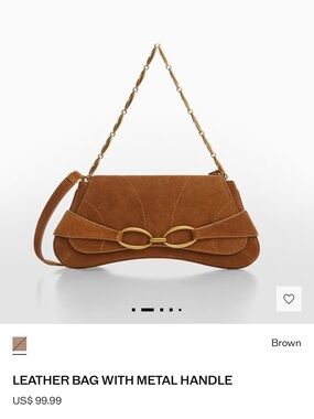 Leather bag with metal handle